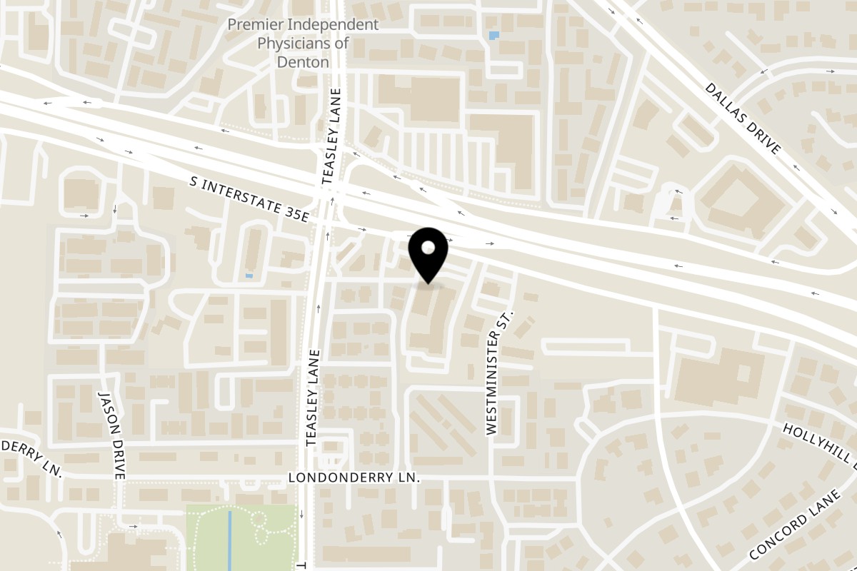 Map showing the location of Scarvelli's Italian Restaurant on 820 S I-35E #101 in Denton